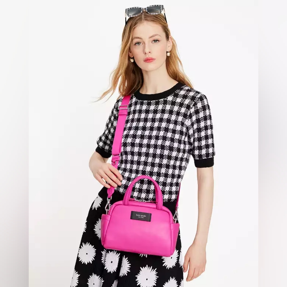 NWT Kate Spade Pink Puffy Smooth Leather Crossbody Sachel - Picture 2 of 6
